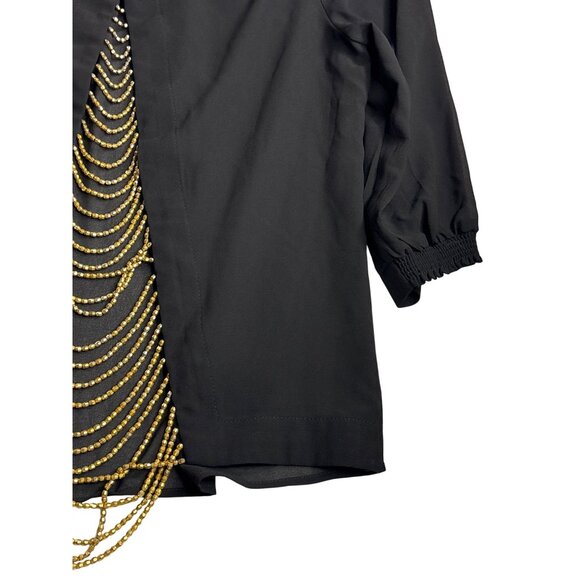 Vtg Y2K Windsor Black Gold Beaded Back Neckline Detail Sheer Top M Whimsygoth - Picture 4 of 7